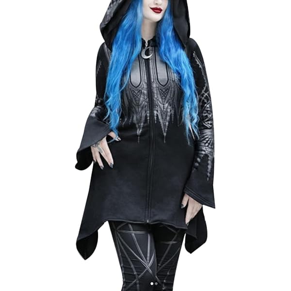 Amazon.com: Gediffwer Women Gothic Zip Up Oversized Moon